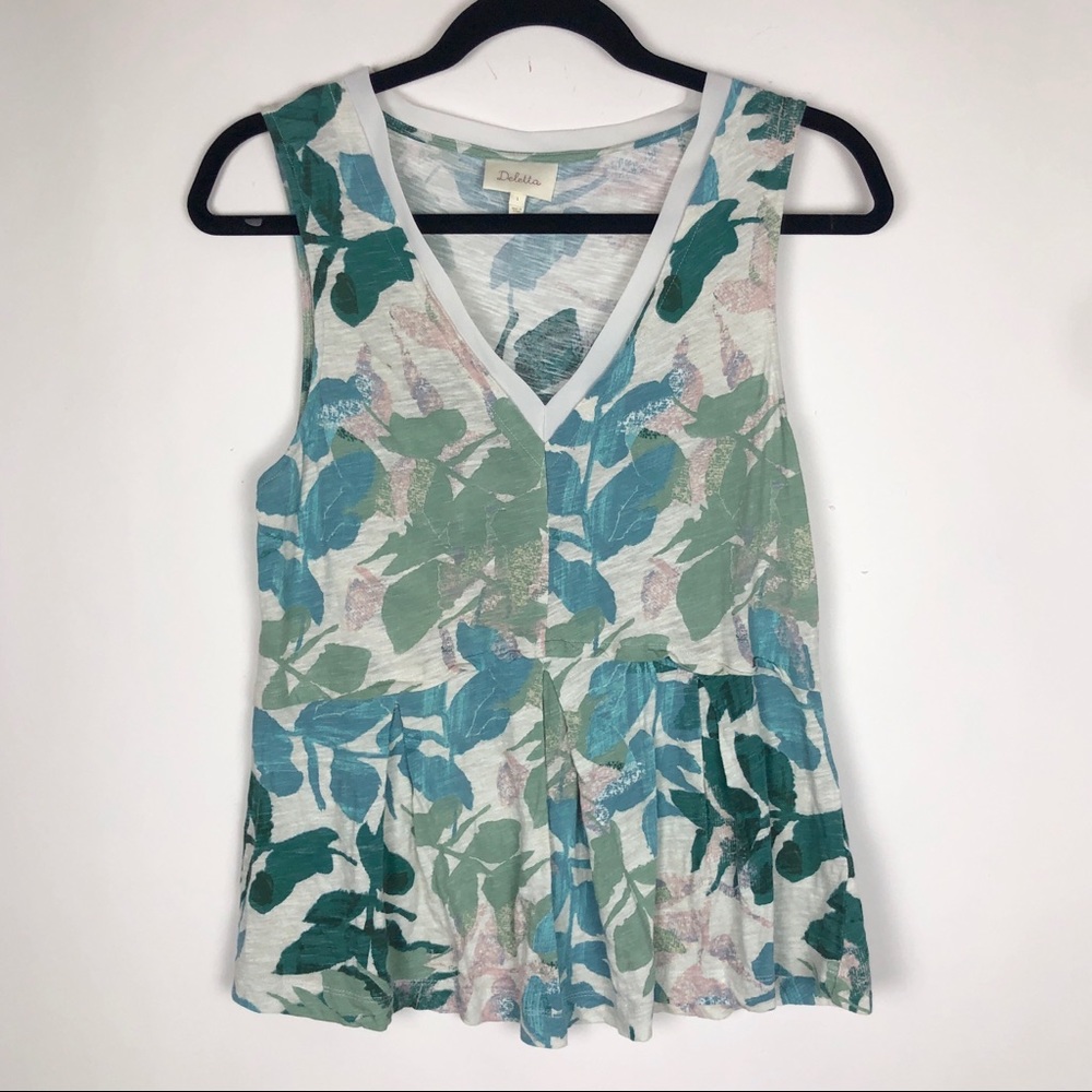 Anthropologie Deletta Amalia Watercolor Peplum Top